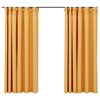 vidaXL Verdunkelungsvorh&auml;nge Haken Leinenoptik 2 Stk. Gelb 140x175 cm