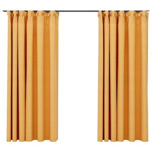 vidaXL Verdunkelungsvorh&auml;nge Haken Leinenoptik 2 Stk. Gelb 140x175 cm
