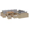 vidaXL Gartensofa-set 14 stk. Beige Poly-Rattan