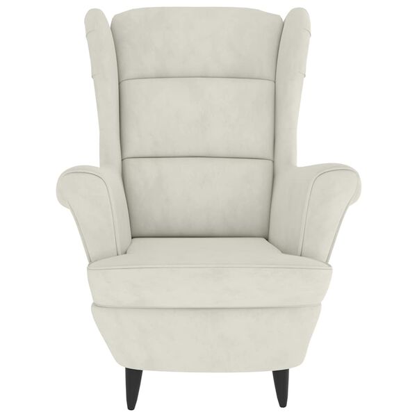 vidaXL Ohrensessel mit Hocker Creme Samt