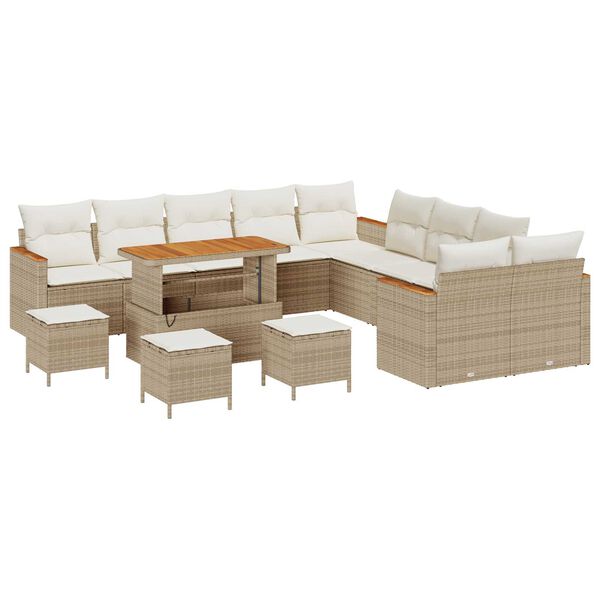 vidaXL Gartensofa-set 14 pcs Beige Poly-Rattan