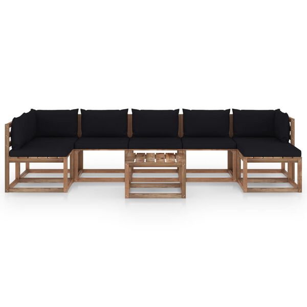 vidaXL 8-tlg. Garten-Lounge-Set mit Kissen in Schwarz