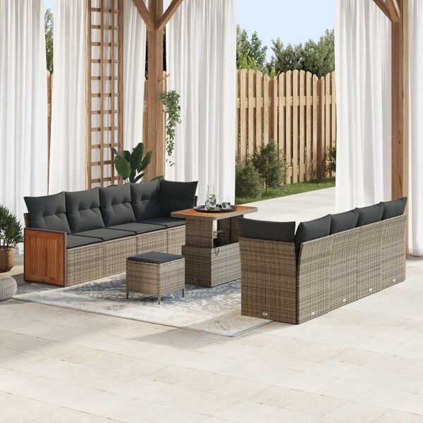 vidaXL Gartensofa-set mit Kissen 11 pcs Grau