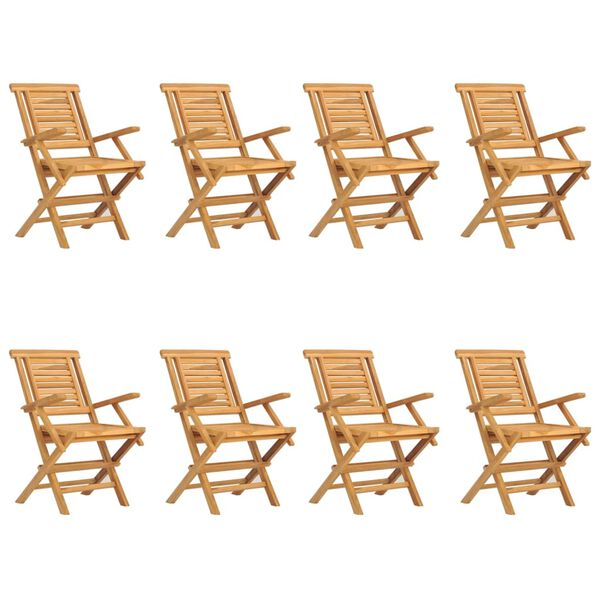 vidaXL Gartenstühle 8 Stk. Klappbar 56x63x90 cm Massivholz Teak