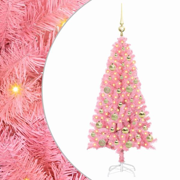 vidaXL Weihnachtsbaum mit 150 LEDs mit Ständer Rosa 120 cm PVC