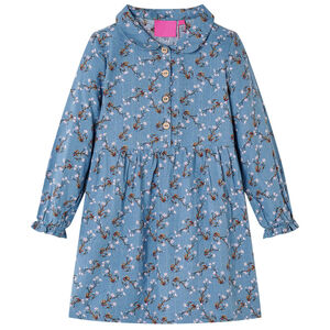 Kinderkleid mit Langen &Auml;rmeln Petrolblau 128