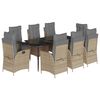 vidaXL 9-tlg. Garten-Essgruppe mit Kissen Beige Poly Rattan