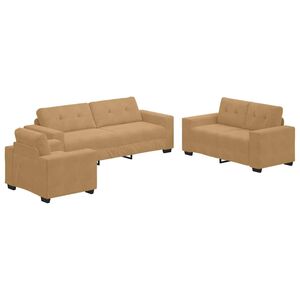 vidaXL Sofa Set 3 stk. Braun Samt