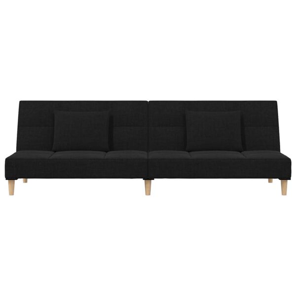 vidaXL Schlafsofa 2-Sitzer mit 2 Kissen Schwarz Stoff