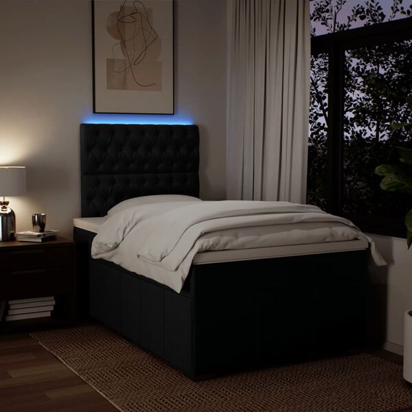 vidaXL Boxspringbett mit Matratze Schwarz 120x190 cm Stoff