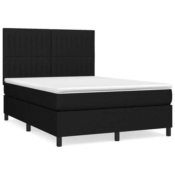 vidaXL Boxspringbett mit Matratze Schwarz 140x200 cm Stoff