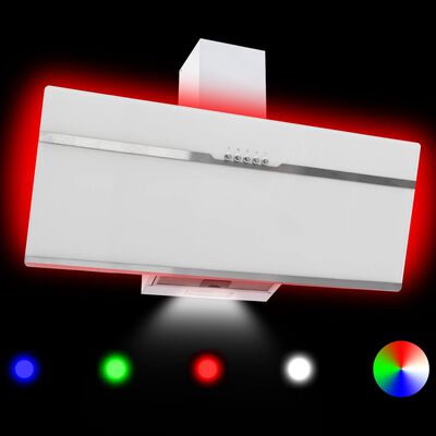 vidaXL RGB Dunstabzugshaube LED 90 cm Edelstahl und Hartglas