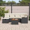 vidaXL Garten-Sofa-Set mit Kissen 7 pcs Schwarz Poly Rattan