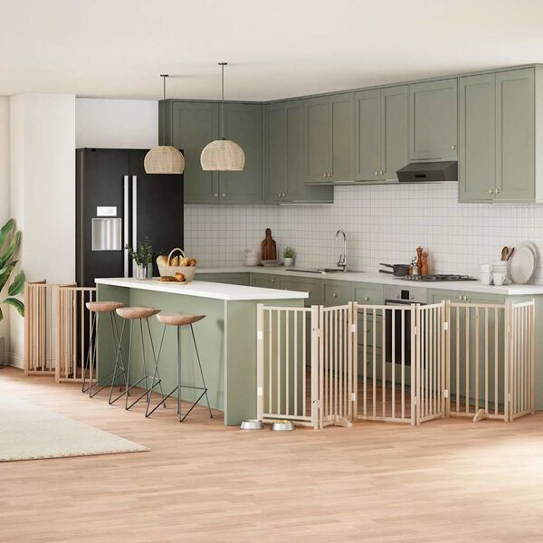 vidaXL 15-tlg. Hundetor mit Tür Faltbar 750 cm Pappelholz