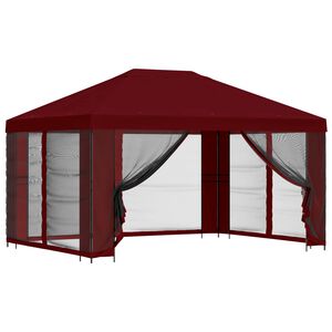vidaXL Garten Pavillon mit Seitenw&auml;nden 4 x 3 m Bordeauxrot