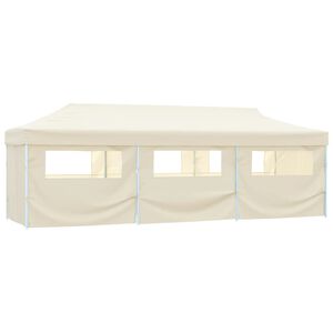 vidaXL Faltzelt Partyzelt Pop-Up mit 8 Seitenw&auml;nden 870x291x315 cm Creme