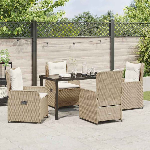 vidaXL Garten Essgruppe 5 pcs Beige und Hellgrau Poly-Rattan
