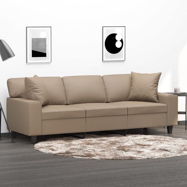 vidaXL 3-Sitzer-Sofa mit Kissen Cappuccino-Braun 180 cm Kunstleder