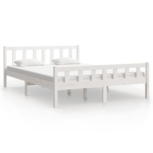 vidaXL Massivholzbett Wei&szlig; 150x200 cm