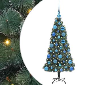 vidaXL K&uuml;nstlicher vorbeleuchteter Weihnachtsbaum mit Kugelset Gr&uuml;n
