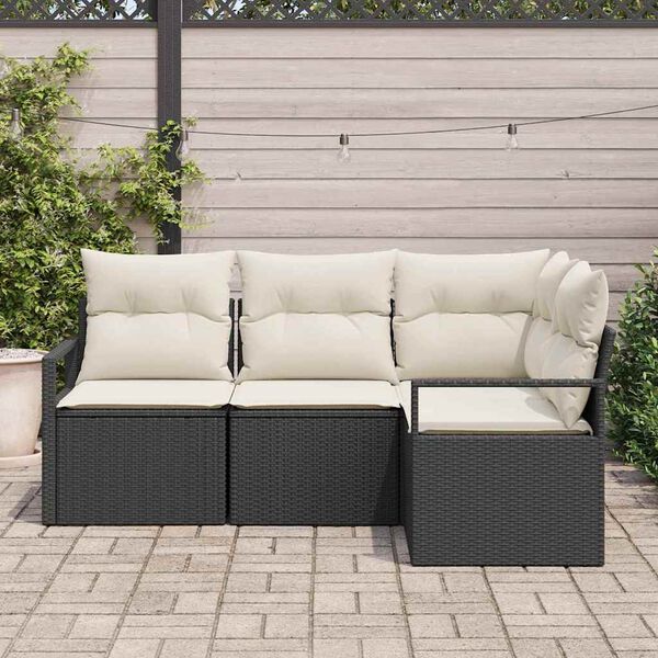 vidaXL Sofa Set 4 pcs Schwarz Poly-Rattan