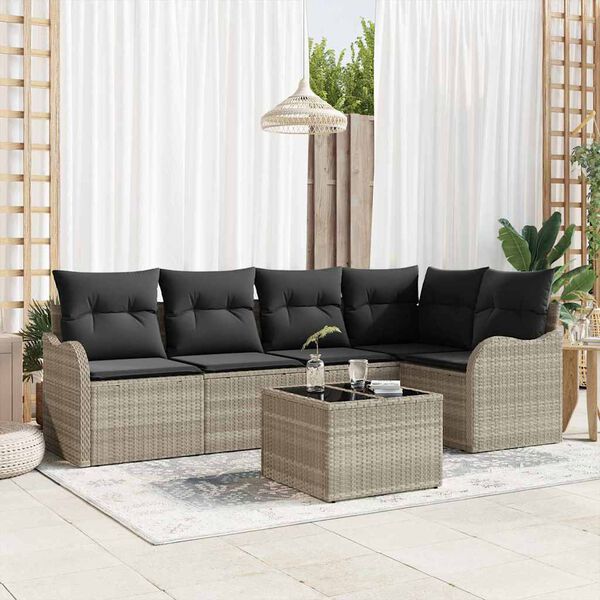 vidaXL Gartensofa-set 6 pcs Hellgrau Poly-Rattan