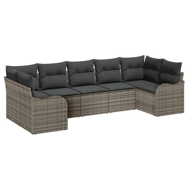 vidaXL Gartensofa-set Grau Poly-Rattan