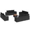 vidaXL 13-tlg. Garten-Sofagarnitur mit Kissen Schwarz Poly Rattan