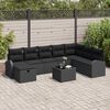 vidaXL Sofa Set mit Kissen mit Speicher 9 pcs Schwarz Poly-Rattan