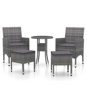 vidaXL 5-tlg. Garten-Lounge-Set Poly Rattan Grau