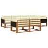 vidaXL Outdoor-Sofagarnitur mit Kissen 7 pcs Natur und Creme