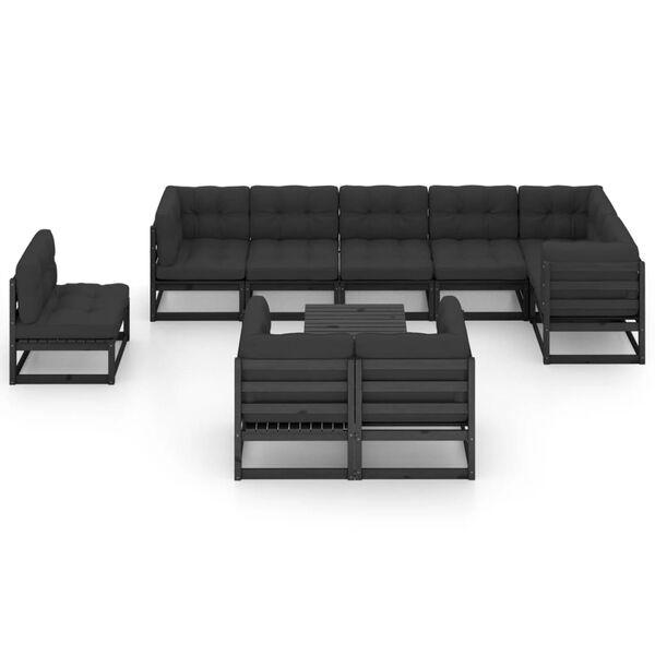 vidaXL 10-tlg. Garten-Lounge-Set mit Kissen Massivholz Kiefer