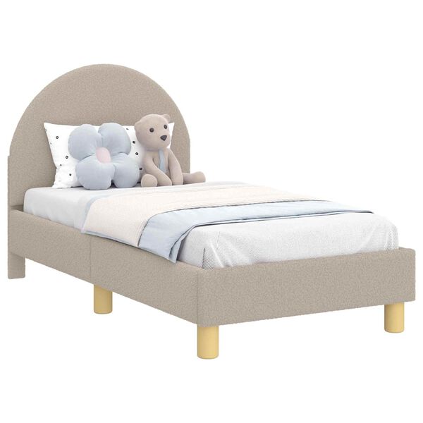 vidaXL Kinderbettgestell mit Kopfteil Hellgrau 70 x 140 cm Schafstoff