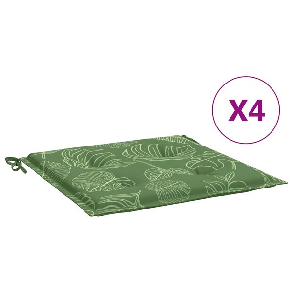 vidaXL Stuhlkissen 4 pcs Gr&uuml;n und Wei&szlig; 50 x 50 x 4 cm Oxford-Stoff
