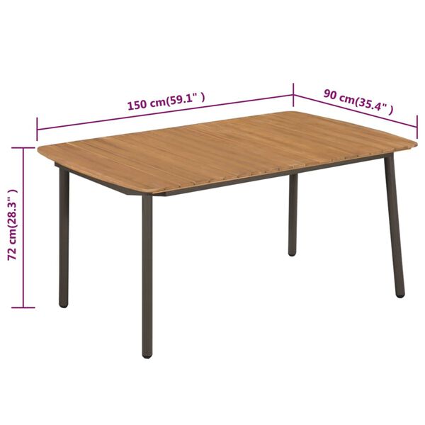 vidaXL Couchtisch 150x90x72 cm Massivholz Akazie und Stahl