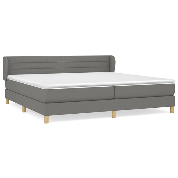 vidaXL Boxspringbett mit Matratze Dunkelgrau 200x200 cm Stoff
