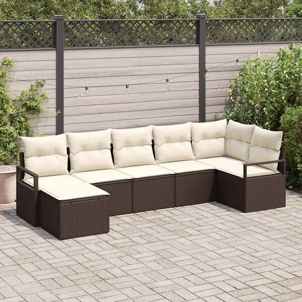 vidaXL Sofa Set 7 pcs Braun Poly-Rattan