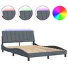 vidaXL Bettgestell mit LED ohne Matratze "Hanko" Dunkelgrau 140x190 cm Samt