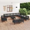 vidaXL 14-tlg. Garten-Lounge-Set Massivholz Kiefer Schwarz