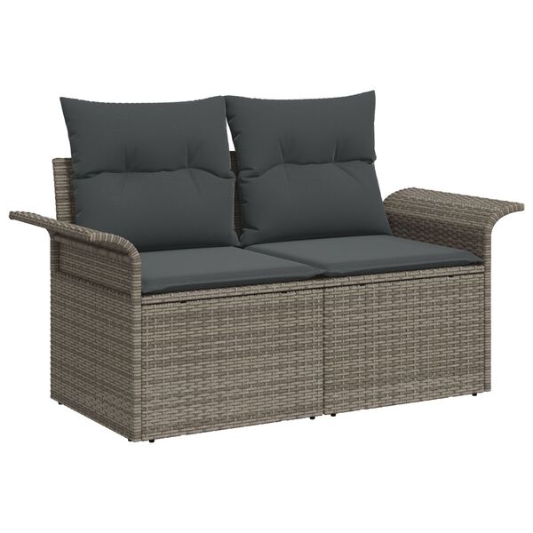 vidaXL Gartensofa-set mit Speicher 6 pcs Grau Poly-Rattan