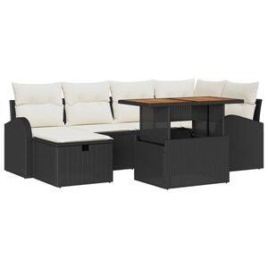 vidaXL Garten-Sofa-Set 7 pcs Schwarz Poly-Rattan