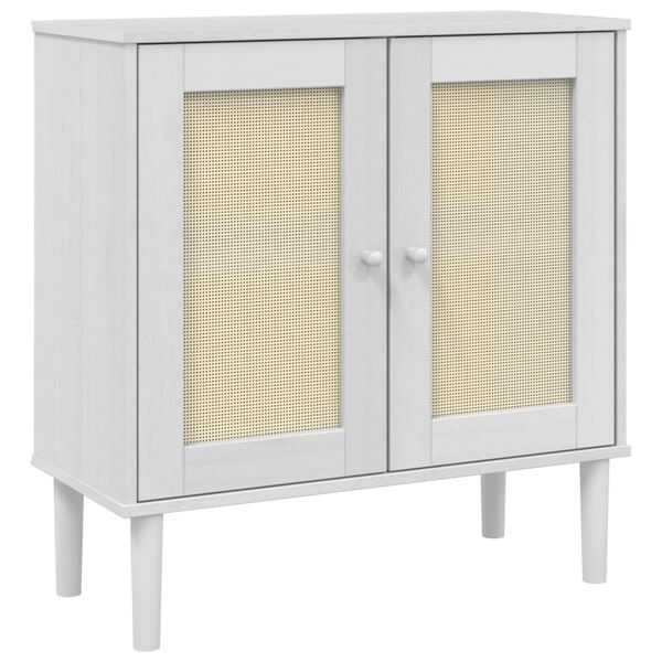 vidaXL Sideboard SENJA Rattan-Optik Weiß 80x35x80 cm Kiefernholz