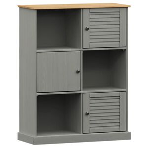 vidaXL B&uuml;cherregal VIGO Grau 90x35x114,5 cm Massivholz Kiefer
