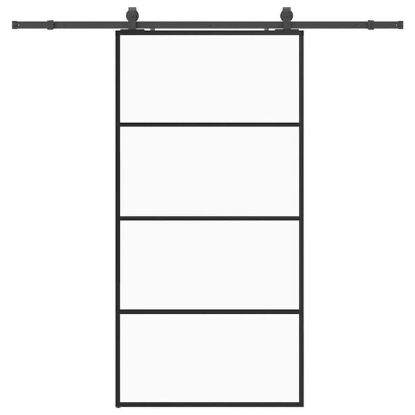 vidaXL Schiebet&uuml;r mit Beschlag Schwarz 102,5x205 cm ESG-Glas