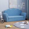 vidaXL 2-Sitzer Kindersofa mit Schlaffunktion Blau Weicher Pl&uuml;sch