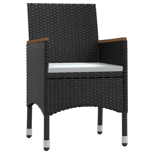 vidaXL 7-tlg. Garten-Essgruppe mit Kissen Schwarz