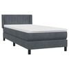 vidaXL Boxspringbett mit Matratze Dunkelgrau 90x220 cm Samt
