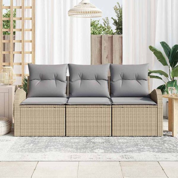 vidaXL Gartensofa-set Beige Poly-Rattan