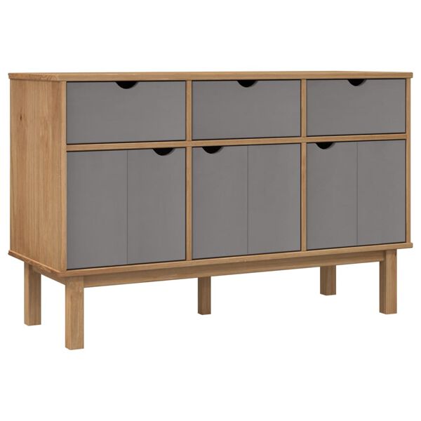 vidaXL Sideboard OTTA Braun&Grau 114x43x73,5 cm Massivholz Kiefer
