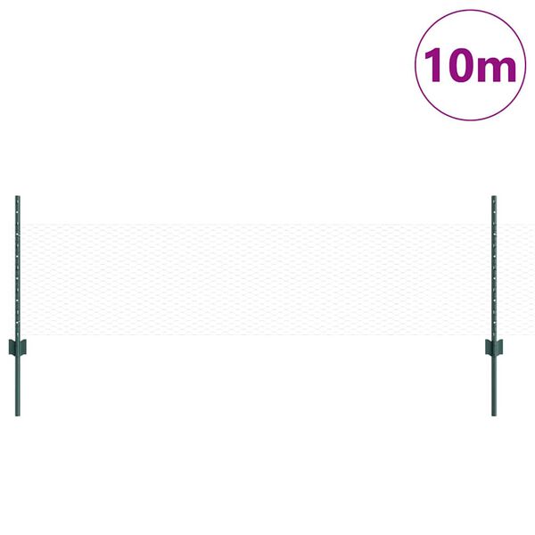 vidaXL Zaun mit Pfosten Gr&uuml;n 0,5 x 10 m Stahl und PVC